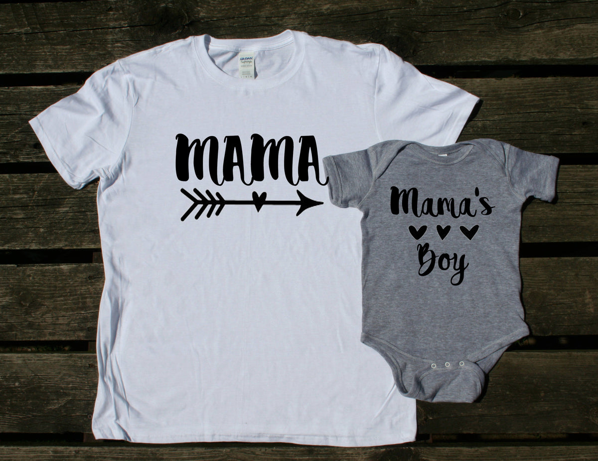 Mama Mama's Boy Matching Outfits Son Shirts Newborn Baby Boy Kids Clothing