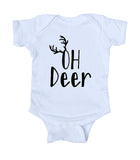 Oh Deer Baby Bodysuit Funny Cute Christmas Reindeer Newborn Gift Girl Boy Infant Clothing