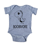 Boobivore, Dinosaur, Baby Boy Girl Onesie Grey