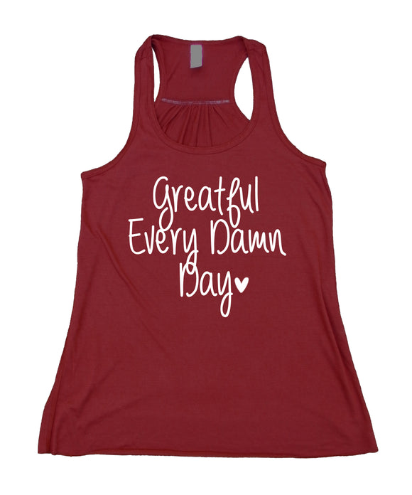 Grateful Every Day Tank Top Yoga Spiritual Happy Hippie Inspirational Flowy Racerback Tank