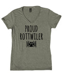 Proud Rottweiler Mom Shirt Rottweiler Dog Breed Puppy V-Neck T-Shirt